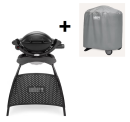 50010379 - Weber Q 1000 Gasgrill (Schwarz) mit Stand und Abdeckhaube